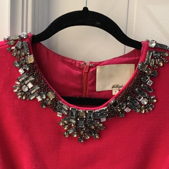 Phillip Lim magenta jeweled cocktail dress - Picture 3 of 7